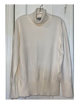 JM Collection Ivory Fold-Over Turtleneck Sweater